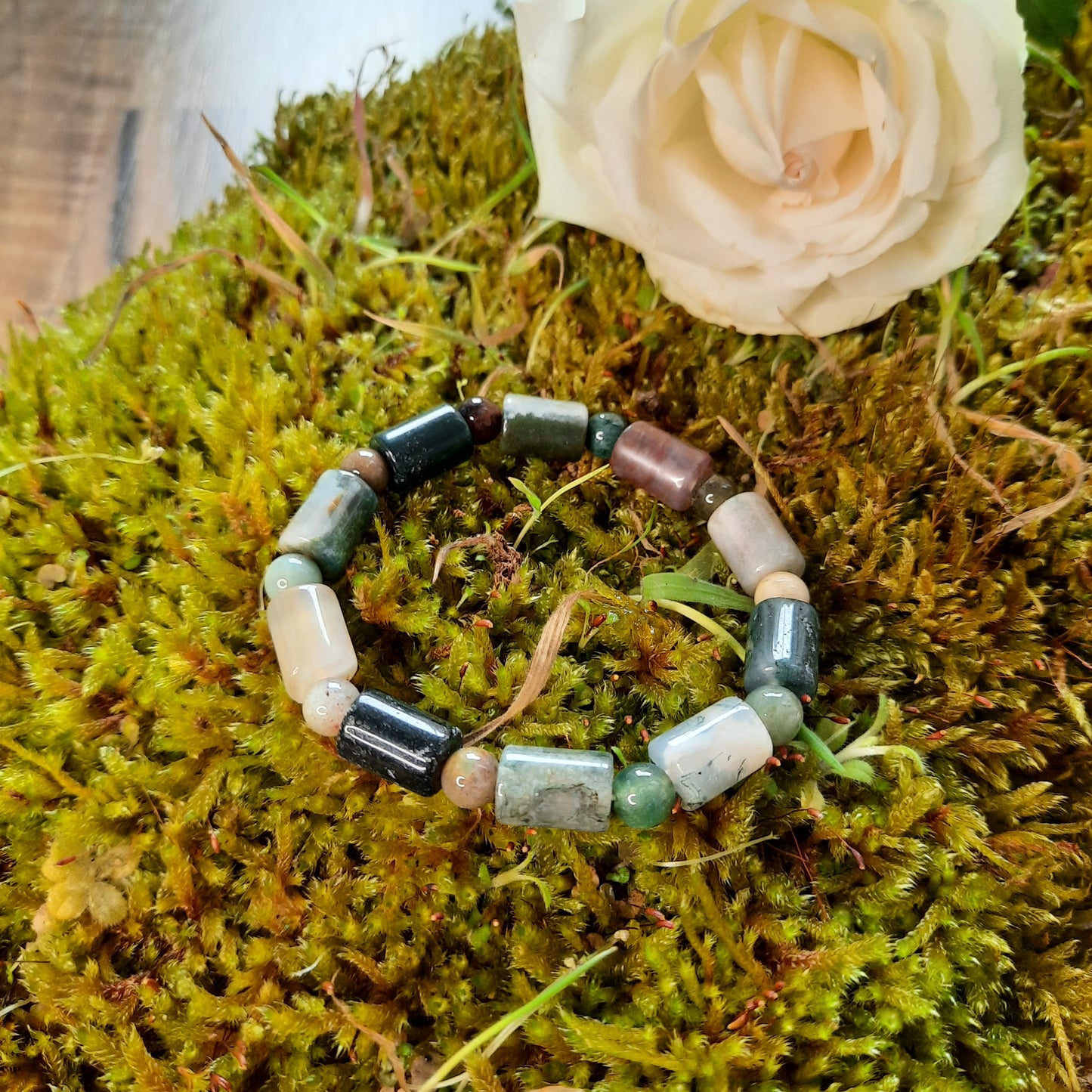 Moosachat Armband Zylinder